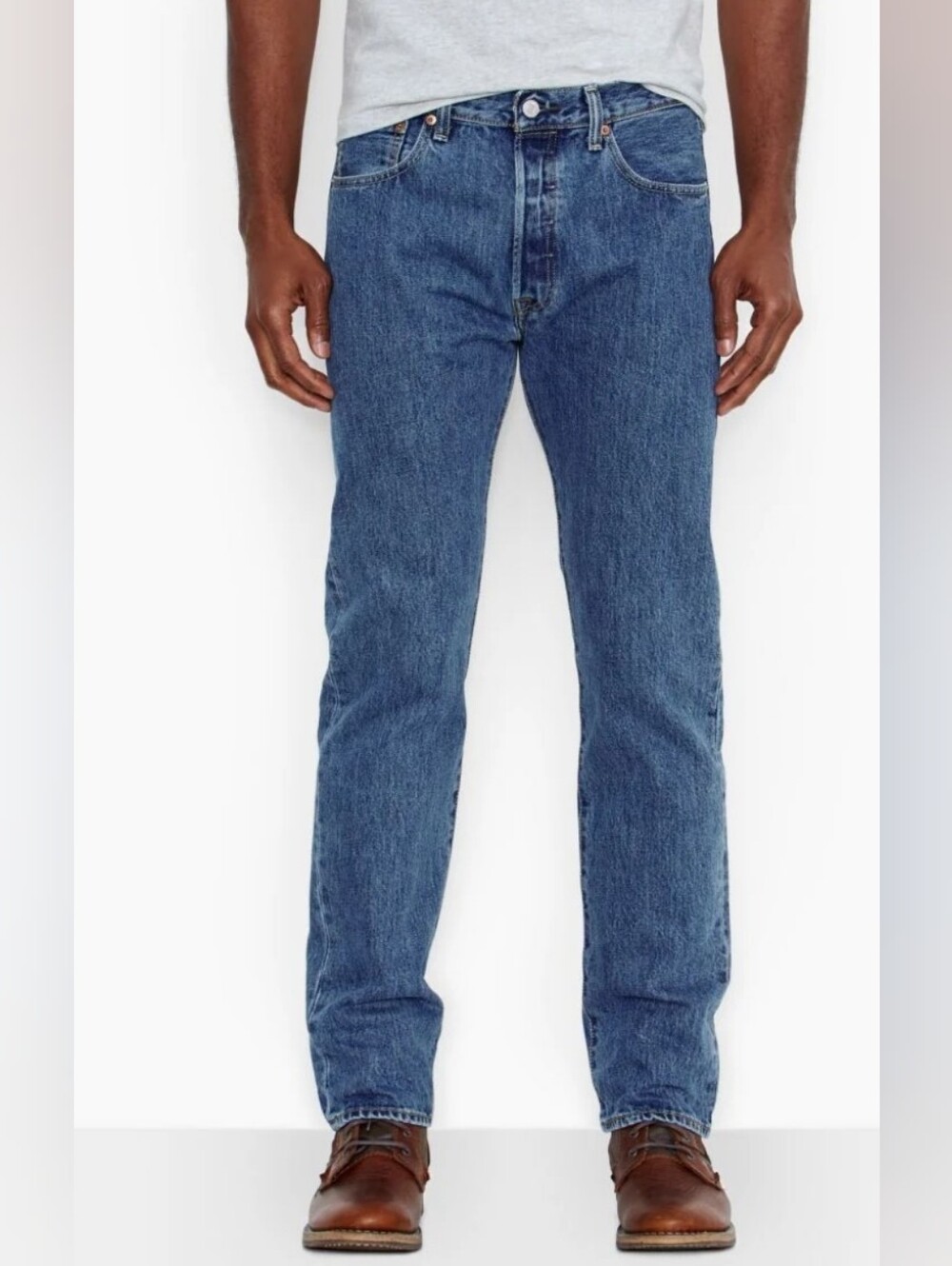 Levi's Straight-Leg Jeans in Medium Stonewash Fit Button Fle W33-L32 Pre-owned